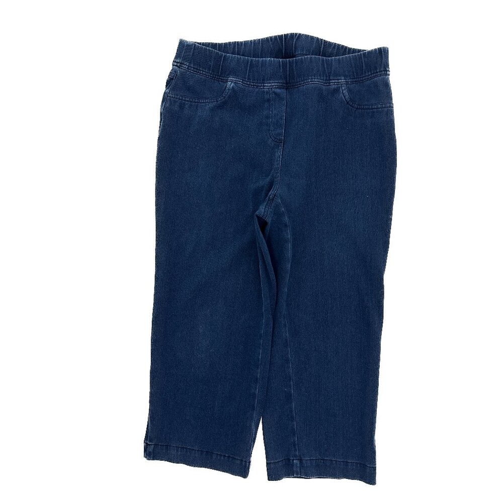 Kim Rogers Pull On Capri Women's size 10 Dark Wash Blue Denim Jeans